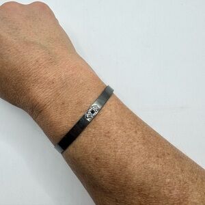 Sleek Black Evil Eye Bracelet with Silver Accent
